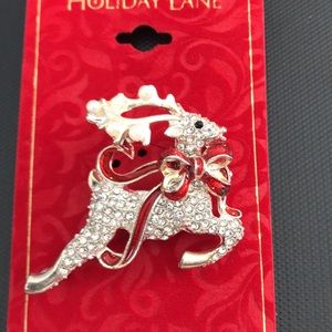 Holiday Lane Christmas Reindeer Brooch